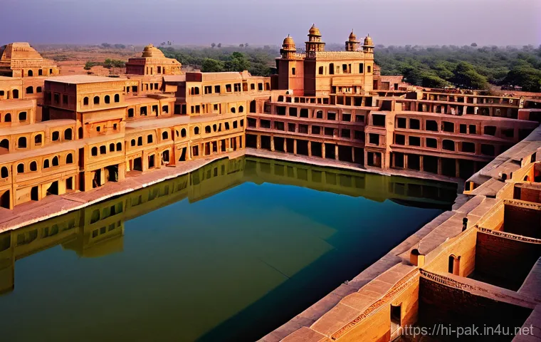 파키스탄 남부 인더스 문명 유적 - **Prompt:** A panoramic, realistic, and highly detailed aerial view of the ancient city of Mohenjo-D...