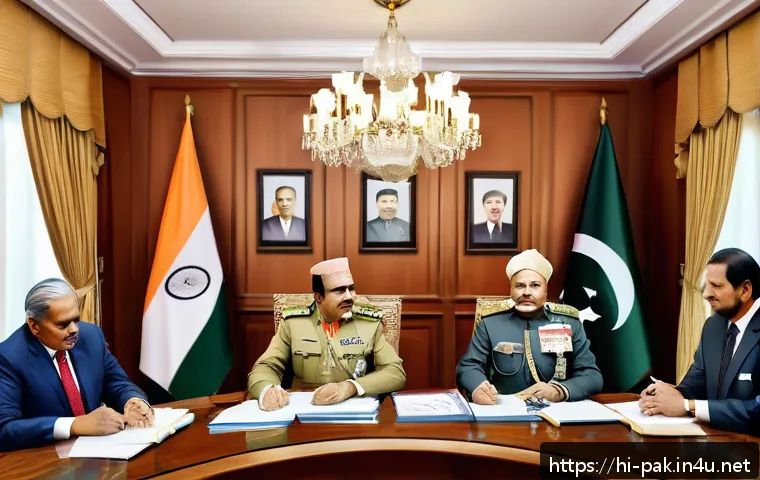 파키스탄 정치적 주요 사건 연대기 - A detailed political scene depicting the tension between military and civilian leadership in Pakista...